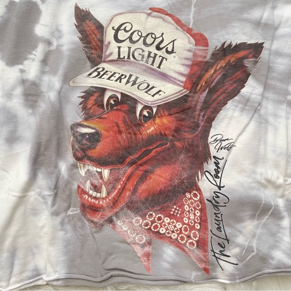 Coors Light x The Laundry Room x UO Beer Wolf Crop Oversized Tee - Diamond Dye - Picture 7 of 13